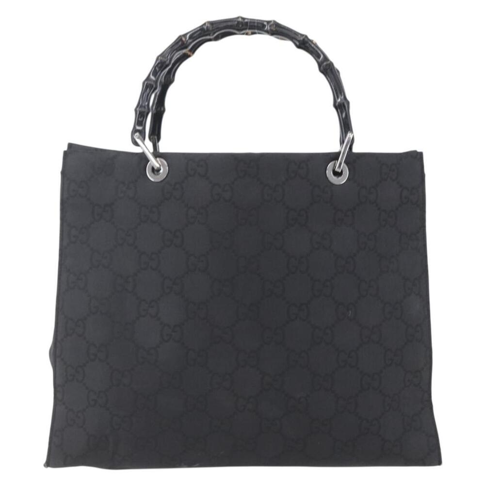 GUCCI Bamboo GG Canvas Hand Bag Black Silver 002 1010 3754 Auth 154446 - Picture 13 of 16